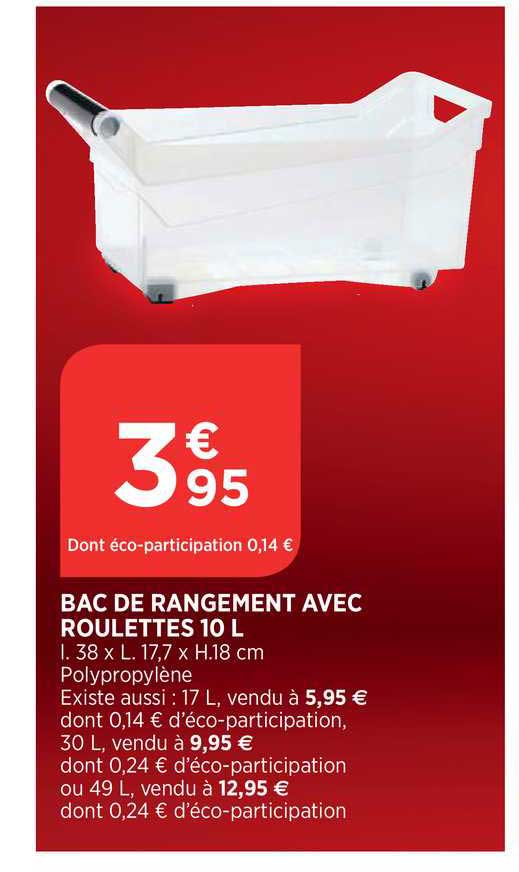 Bac De Rangement Avec Roulettes 10 L
