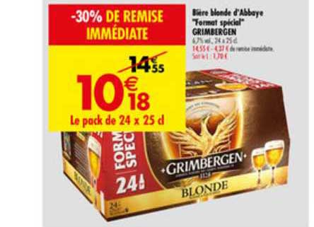 Bière Blonde D'abbaye Grimbergen Format Spécial -30% De Remise Immédiate