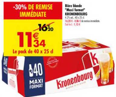 Bière Blonde Maxi Format Kronenbourg -30% De Remise Immédiate