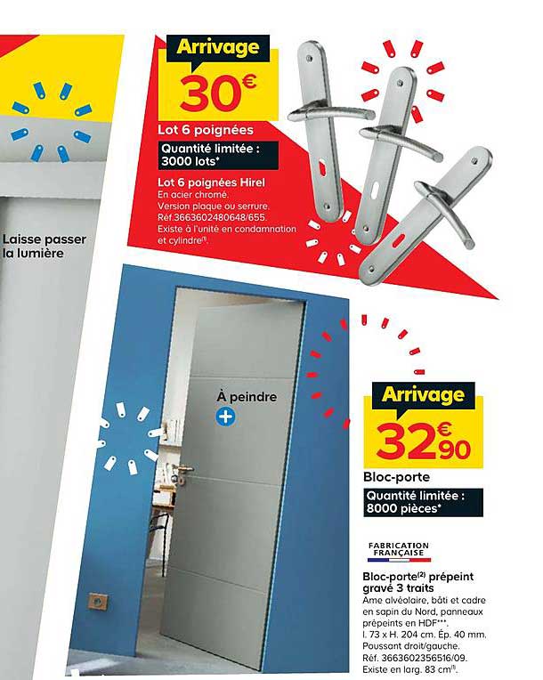 bloc porte prépeint gravé 3 traits