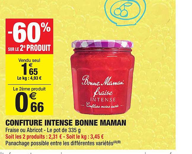 bonne maman confiture intense -60% sur le 2e produit
