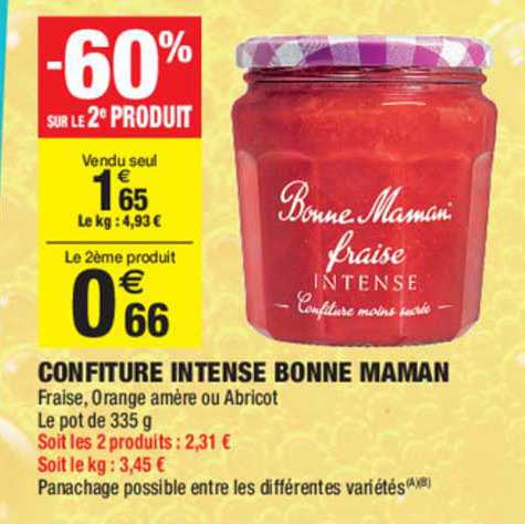 bonne maman confiture intense -60% sur le 2e produit