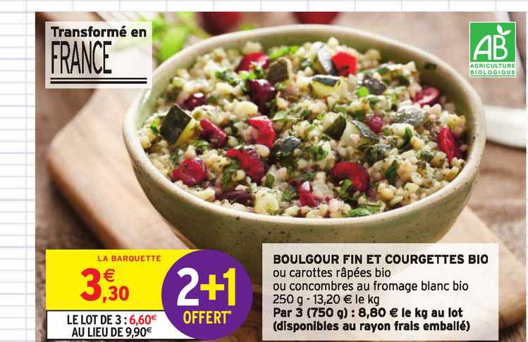 Boulgour Fin Et Courgettes Bio 2+1 Offert