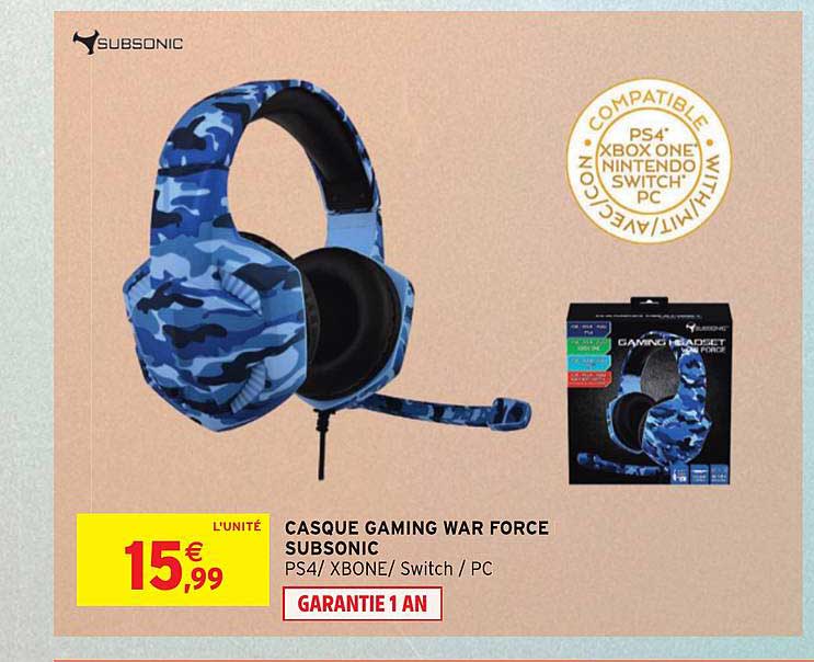 casque gaming war force subsonic