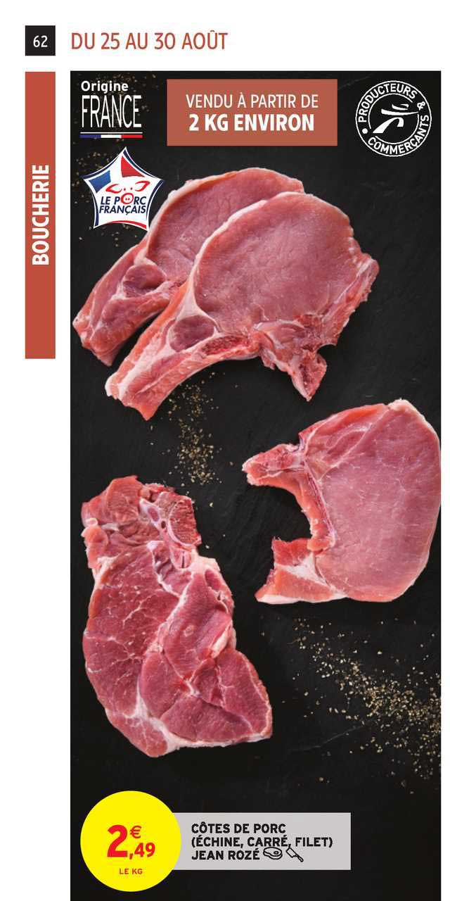 côtes de porc échine carré filet jean rozé