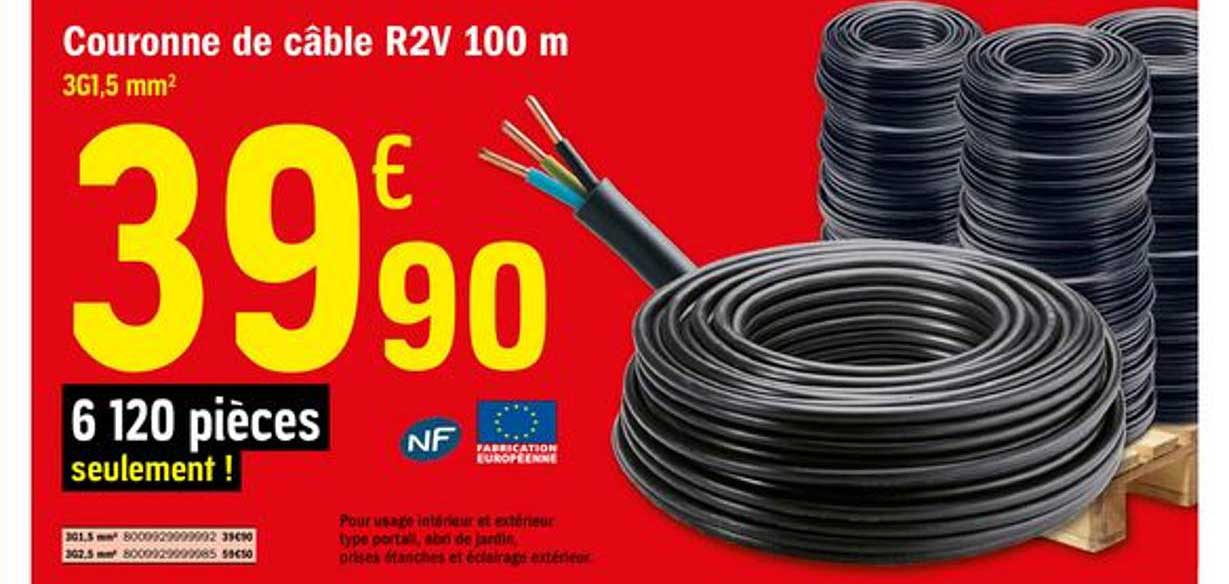 couronne de câble r2v 100 mètres