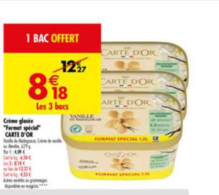 crème glacée format spécial carte d'or