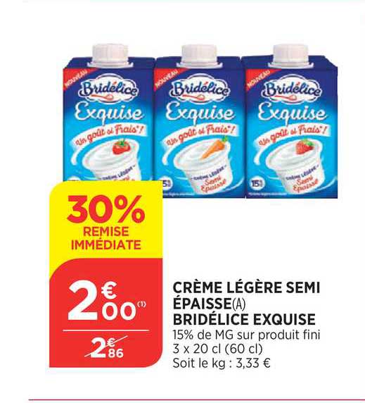 Crème Légère Semi épaisse Bridélice Exquise 30% De Remise Immédiate