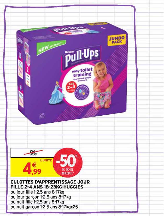 culottes d apprentissage jour fille 2 4 ans 18 23 kg huggies
