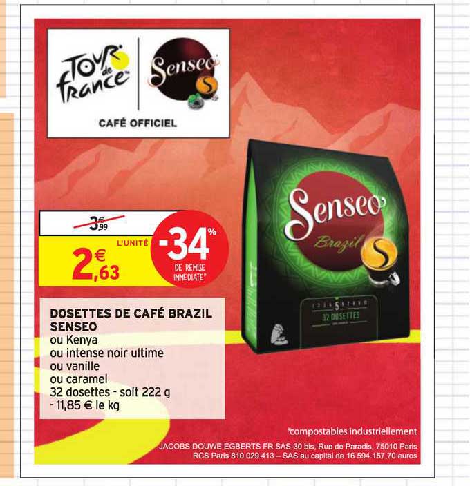 dosettes de café brazil senseo  -34% de remise immédiate