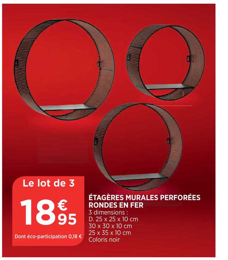 étagères murales perforées rondes en fer