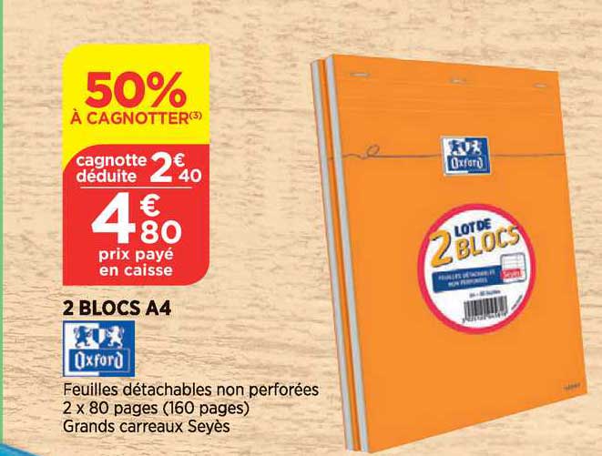 feuilles détachables non perforées oxford