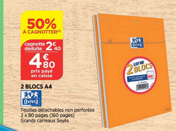 feuilles détachables non perforées oxford