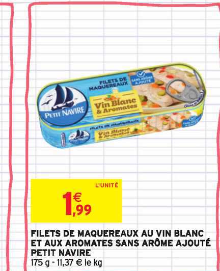 filets de maquereaux au vin blanc et aux aromates sans arôme ajouté petit navire