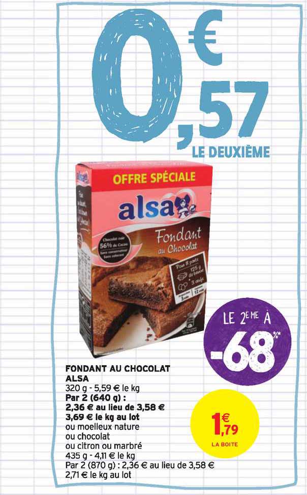 Fondant Au Chocolat Alsa Le 2e à -68%
