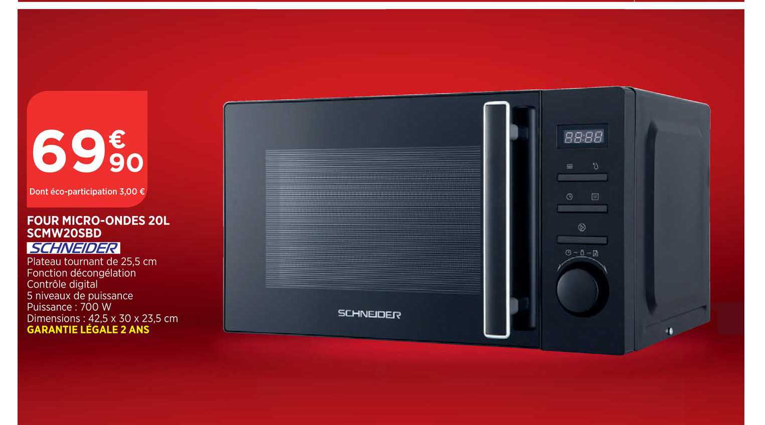 four micro ondes 20l scmw20sbd schneider