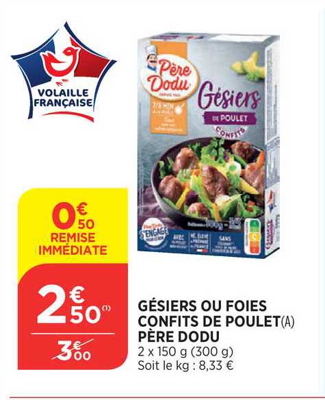 gésiers ou foies confits de poulet père dodu