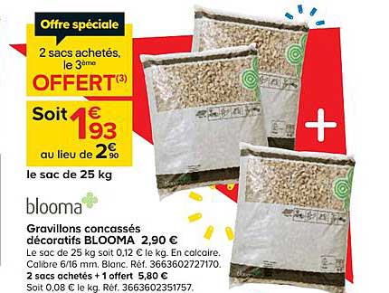 Gravillons Concassés Décoratifs Blooma 2 Sacs Achetés, Le 3ème Offert