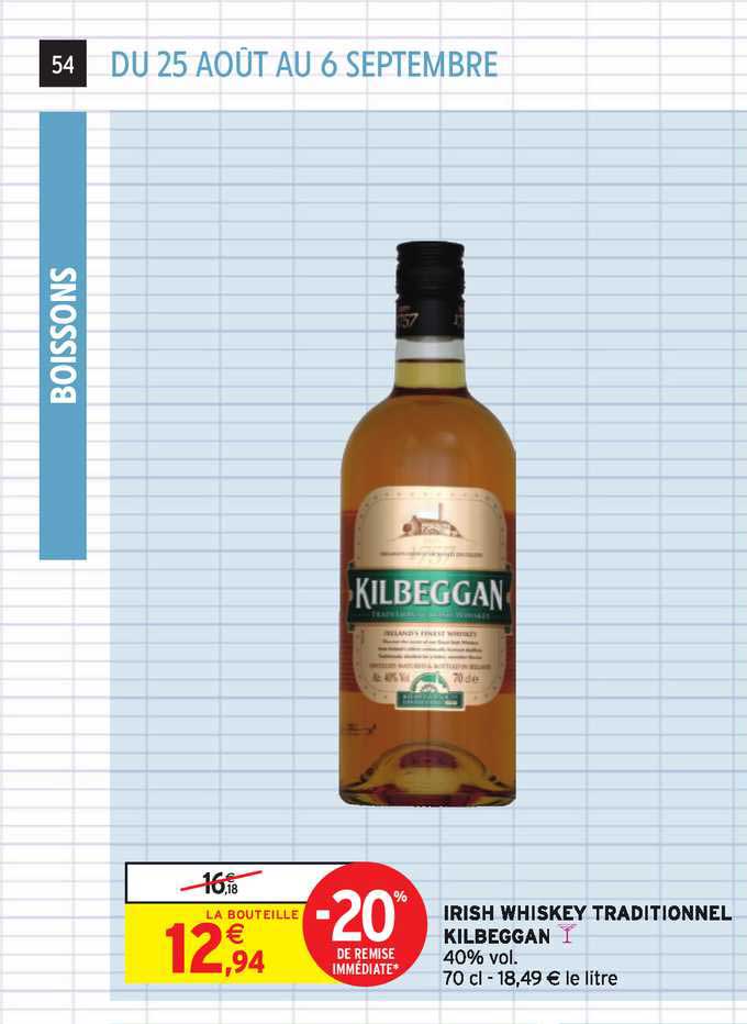irish whiskey traditionnel kilbeggan -20% de remise immédiate