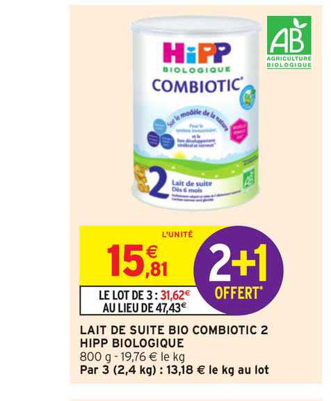 lait de suite bio combiotic  hipp biologique