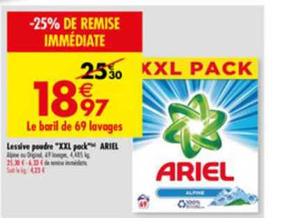 Lessive Poudre Ariel Xxl Pack -25% De Remise Immédiate