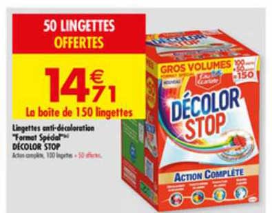 lingettes anti décoloration décolor stop format spécial