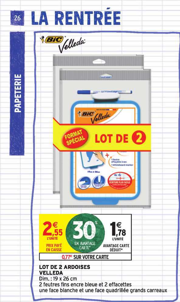 lot de 2 ardoises velleda