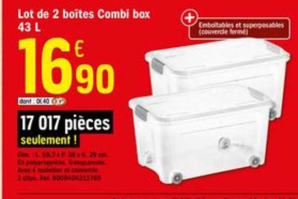 Lot De 2 Boîtes Combi Box 43 Litres