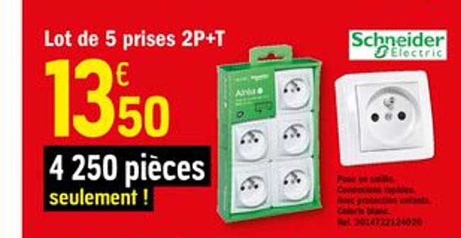 lot de 5 prises p+t schneider electric