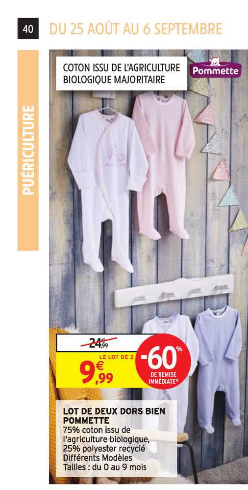 lot de deux dors bien pommette -60% de remise immédiate