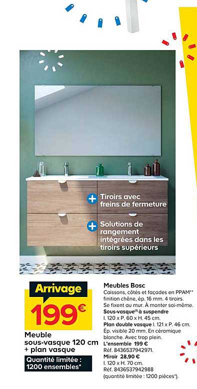 meuble sous vasque 120 cm + plan vasque