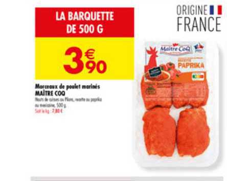 morceaux de poulet marinés maître coq