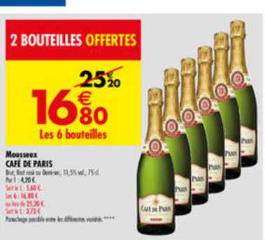 mousseux café de paris 2 bouteilles offertes
