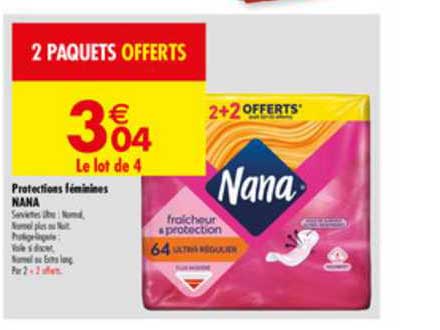 nana protections féminines 2+2 offerts