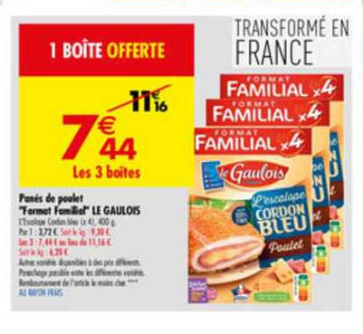 panés de poulet format familial le gaulois