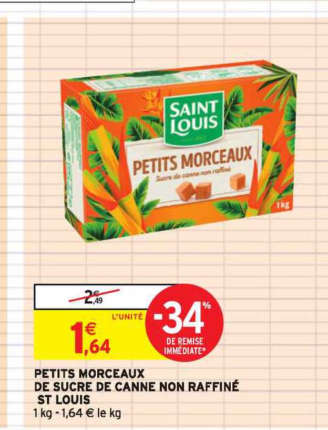 petits morceaux de sucre de canne non raffiné -34% de remise immédiate