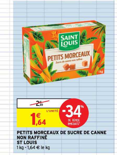 petits morceaux de sucre de canne non raffiné st louis -34% de remise immédiate