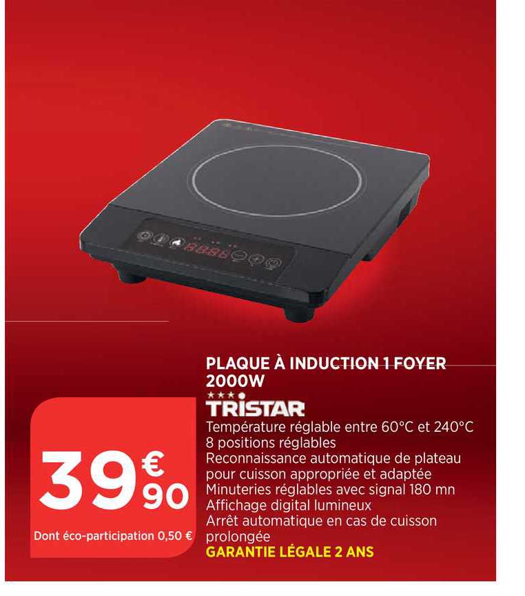 plaque à induction 1 foyer 2000w tristar