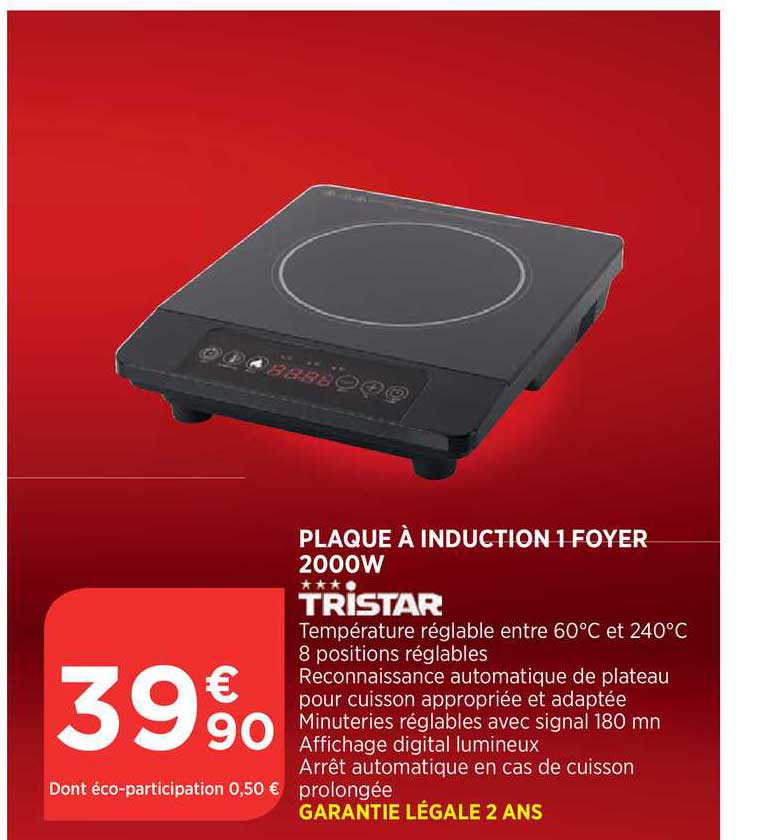 plaque à induction 1 foyer 2000w tristar