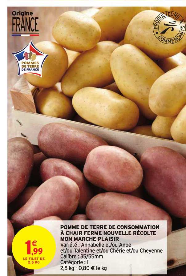 pomme de terre de consommation à chair ferme nouvelle récolte mon marché plaisir