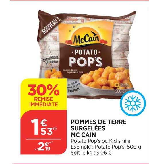 pommes de terre surgelées mc cain 30% de remise immédiate