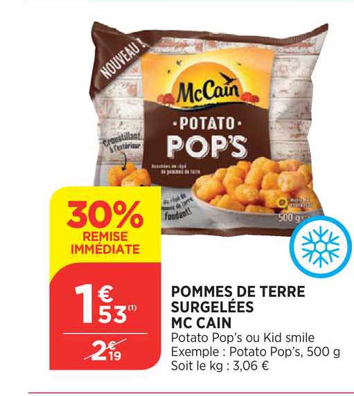 pommes de terre surgelées mc cain 30% de remise immédiate