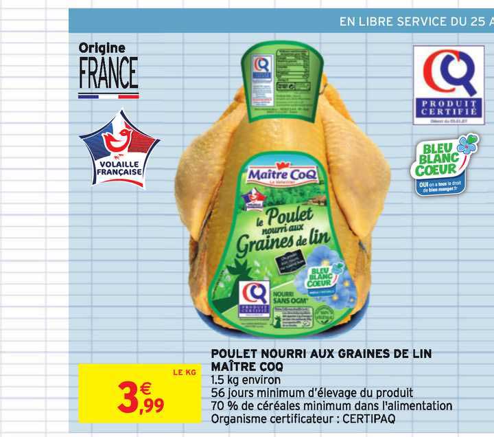 poulet nourri aux graines de lin maître coq