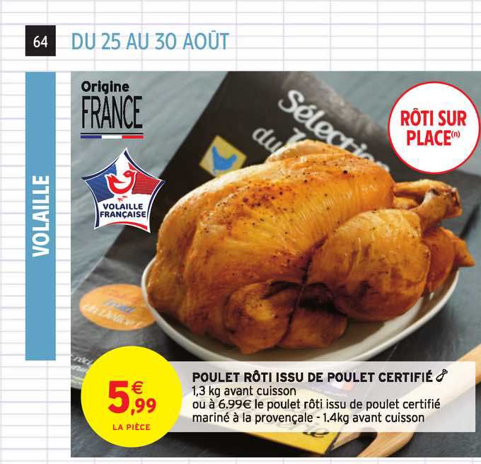 poulet rôti issu de poulet certifié