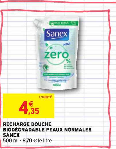 recharge douche biodégradable sanex peaux normales