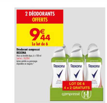 rexona déodorant compressé 4+2 gratuits