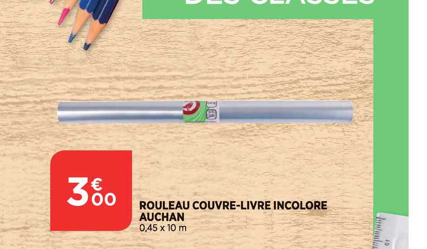 rouleau couvre livre incolore auchan