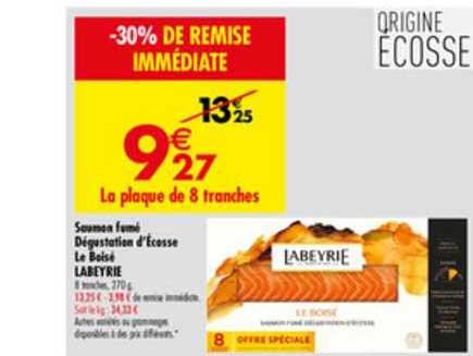 saumon fumé dégustation d'écosse le boisé labeyrie -30% de remise immédiate