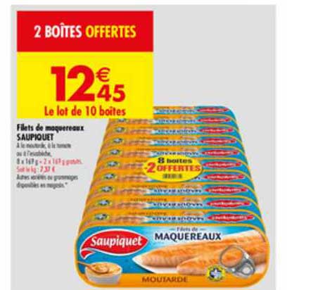 saupiquet filets de maquereaux 8+2 offertes