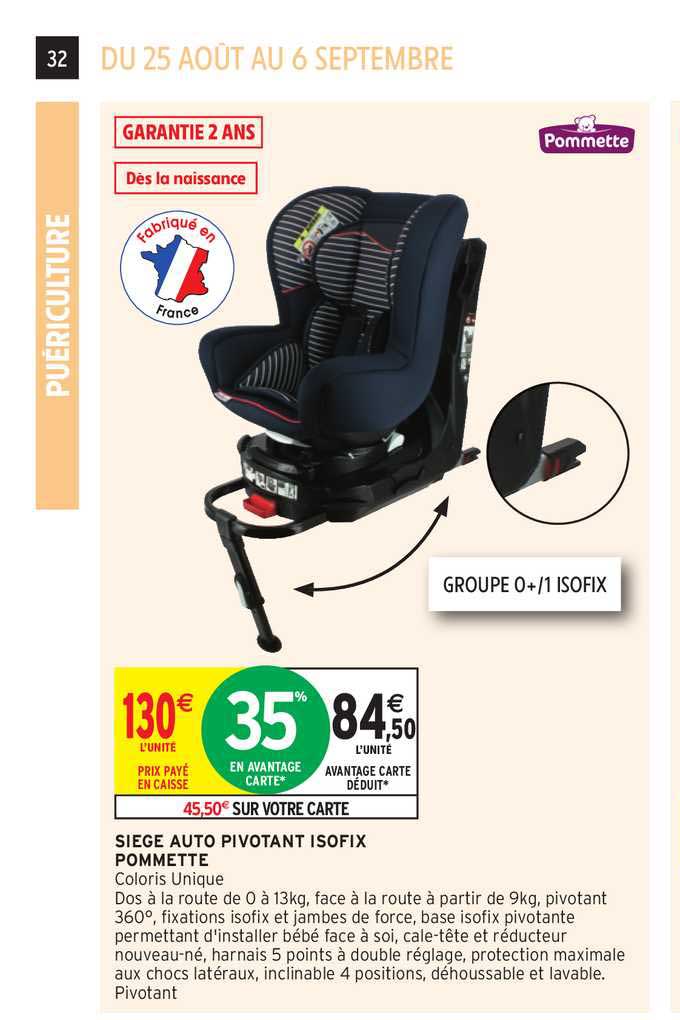 siège auto pivotant isofix pommette